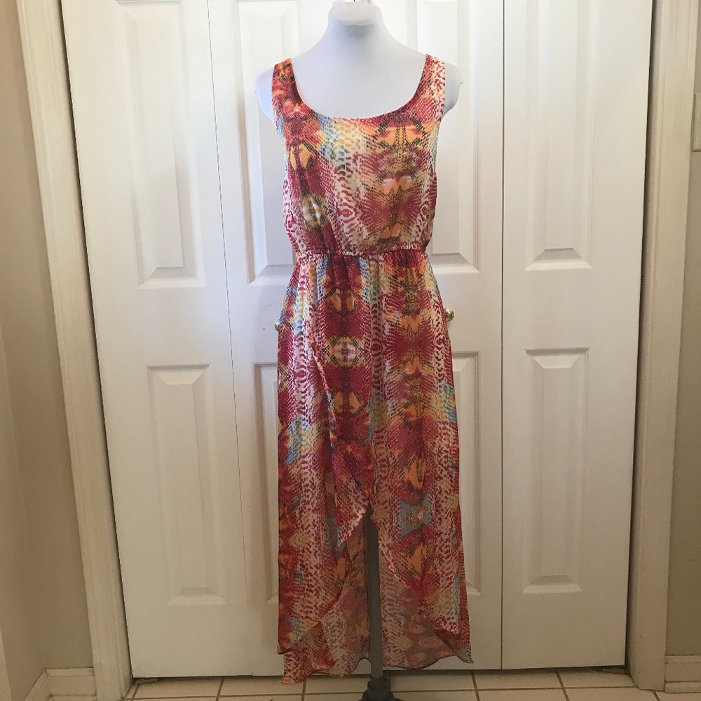 Olsenboye Colorful Snake Print Split Skirt Dress M